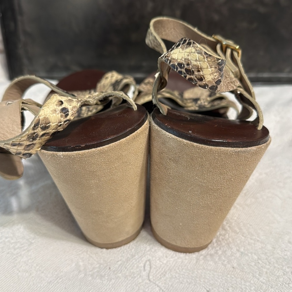 Apc Snakeskin Python Juliette Sandals Wedges Sued… - image 4